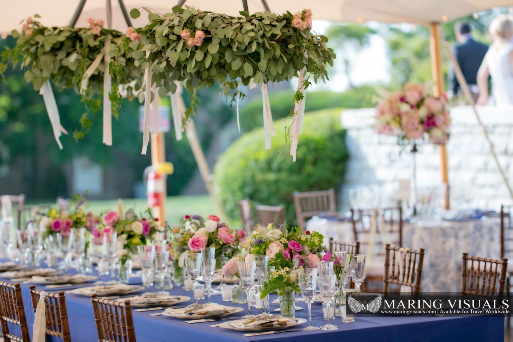 hanging greenery low centerpieces