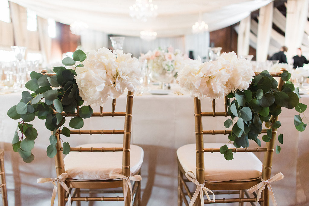 peonies on chairs