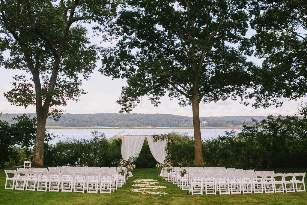 Waterfront outdoor wedding ceremony