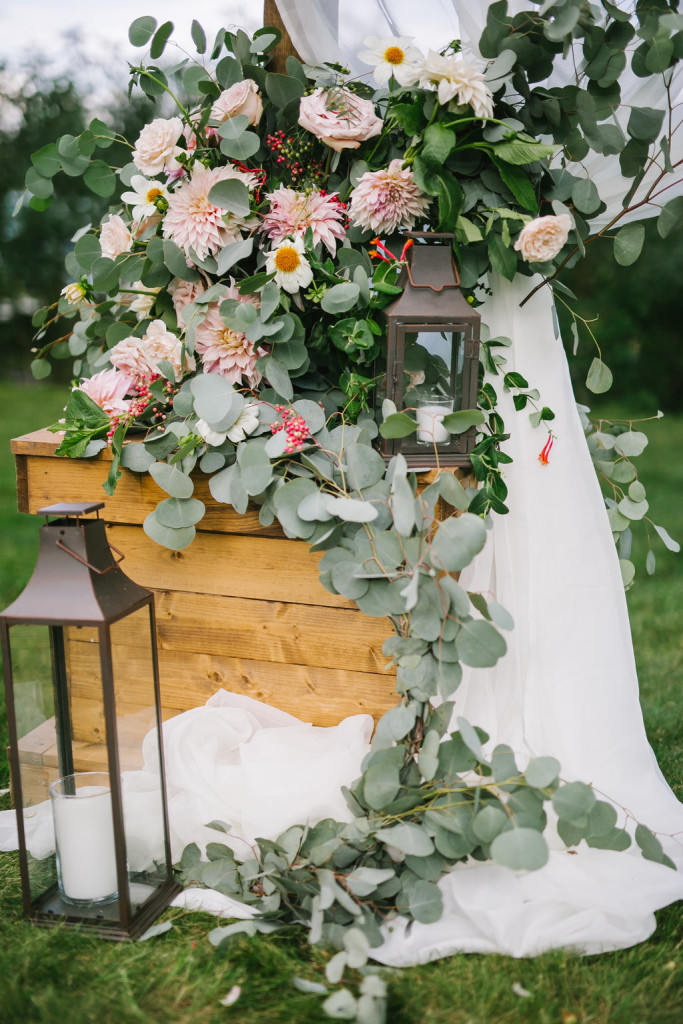 Romantic wedding arbor with Eucalyptus