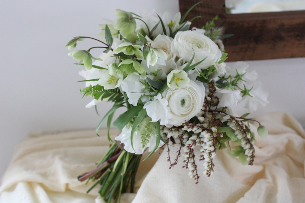 Spring Bridal Bouquet in Green and White