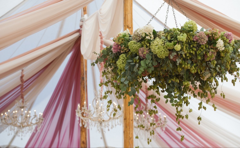 hanging floral chandelier bliush