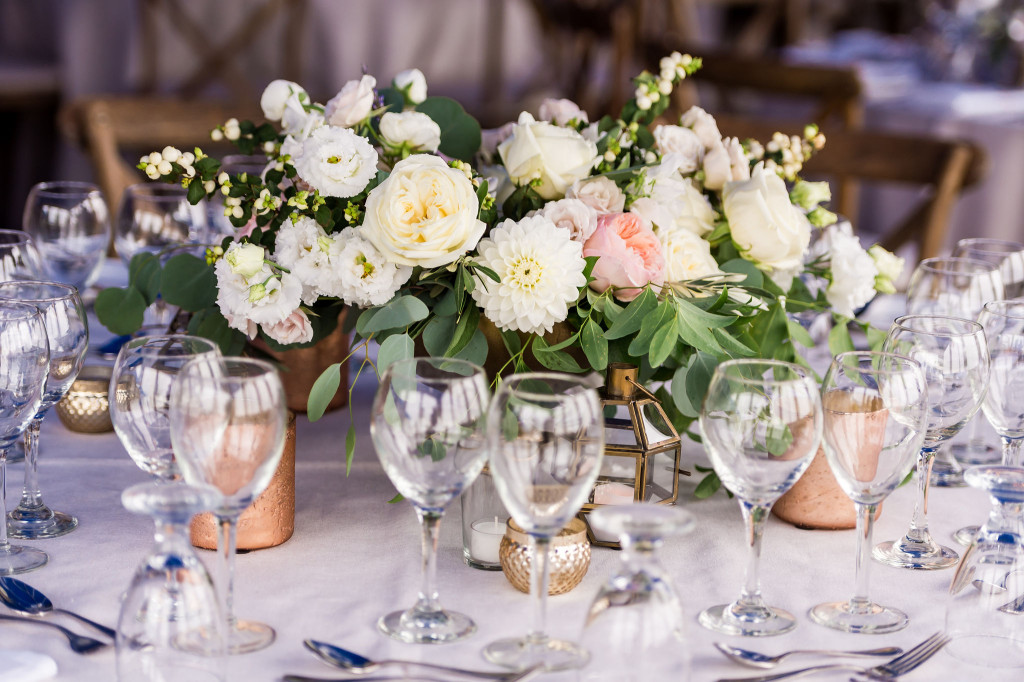 white green and gold wedding flowers